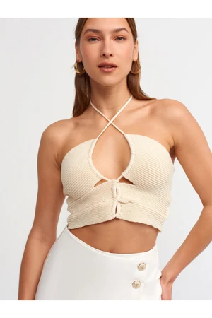 Dilvin 10154 Lace-Up Halter Tricot Bustier-natural