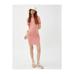 Koton Striped Mini Dress Short Sleeves Crew Neck