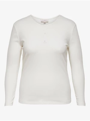 White Basic Long Sleeve T-Shirt ONLY CARMAKOMA Adda - Women