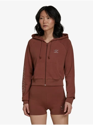 Brown Womens Cropped Hoodie adidas Originals Cropped Trac - Women