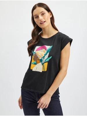 Orsay White-Black Floral T-shirt - Women