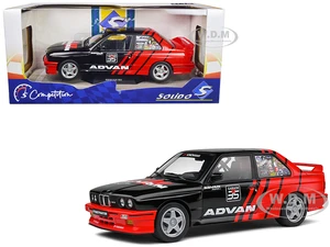 1990 BMW E30 M3 Black and Red with Graphics "ADVAN Drift Team" "Competition" Series 1/18 Diecast Model Car by Solido