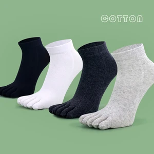 Toe Socks Men cotton Five Fingers Socks Breathable Short Ankle Crew Socks Sports Running Solid Color Black White Grey Male Sox