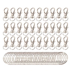 60 Pieces Key Ring Clip Hooks Twist Locks Lanyard Snap Hooks With Split Key Rings