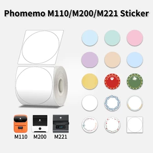 Phomemo M110 Thermal Labels Adhesive Paper Transparent Round Paper 1.57"x1.57" Sticky Thermal Labels Printer Paper for M200 M221
