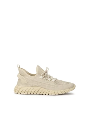 Lekkie beżowe sneakersy męskie z tkaniny