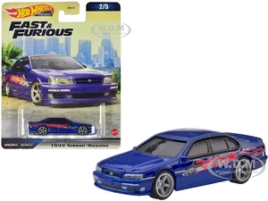 1999 Nissan Maxima Blue Metallic with Graphics "The Fast and The Furious" (2001) Movie "Fast &amp; Furious" Series Diecast Model Car by Hot Wheels