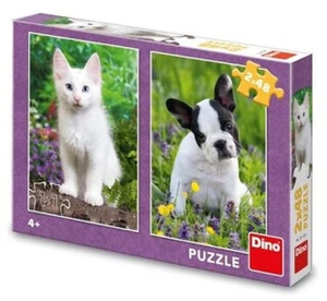 Puzzle Buldoček a kkotě 2 x 48 dílků