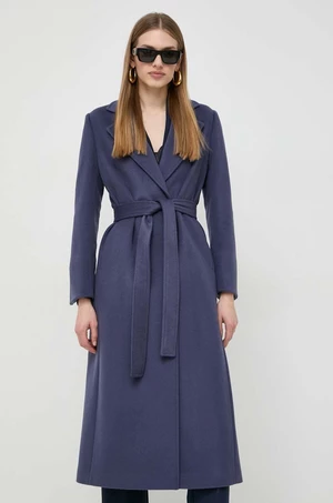 Vlnený kabát MAX&Co. tmavomodrá farba,prechodný,bez zapínania,2416011011200