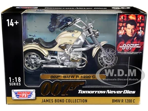 BMW R 1200 C Motorcycle Cream James Bond 007 "Tomorrow Never Dies" (1997) Movie "James Bond Collection" Series 1/18 Diecast Model Car by Motormax