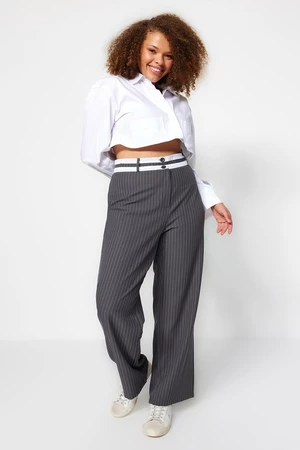 Trendyol Curve Anthracite Stripe Woven Trousers