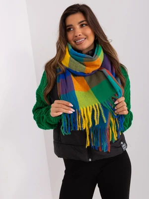 Green-yellow checkered women's scarf