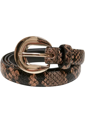 Women's synthetic snake leather belt beige/black
