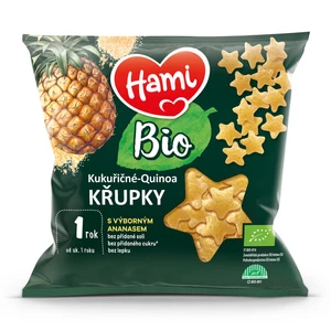 HAMI BIO Chrumky kukuričné-quinoa s výborným ananásom 20 g, 12+,HAMI BIO Chrumky kukuričné-quinoa s výborným ananásom 20 g, 12+