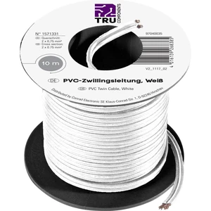 TRU COMPONENTS 1571331 opletenie / lanko  2 x 0.75 mm² biela 10 m