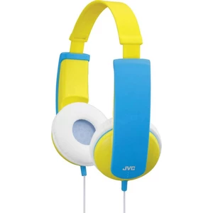 JVC HA-KD5-Y-E  detské slúchadlá On Ear na ušiach obmedzenie hlasitosti, ľahký strmeň žltá, modrá