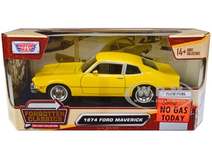 1974 Ford Maverick Yellow "Forgotten Classics" Series 1/24 Diecast Model Car by Motormax