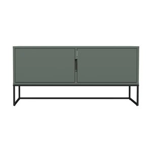Zelený dvojdverový TV stolík s kovovými nohami v čiernej farbe Tenzo Lipp, šírka 118 cm