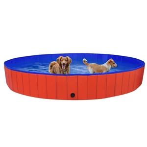 [EU Direct] vidaxl 92601 Foldable Dog Swimming Pool Red 300x40 cm PVC Puppy Bath Collapsible Bathing for Cats Playing Ki