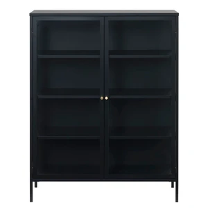 Čierna vitrína Unique Furniture Carmel, výška 140 cm