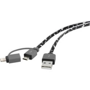 USB kabel pro iPhone/iPod/iPad, USB 2.0 ⇒ 1x microUSB, Apple Lightning, 0,2 m