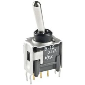 Páčkový přepínač NKK Switches B12JB, 28 V/DC, 0,1 A, pájecí piny, 1x zap/zap