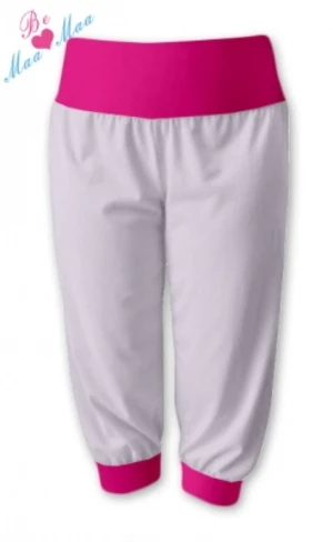 Be MaaMaa Sportovní 3/4 legíny CAPRI - bílá/růžová, vel. S/M