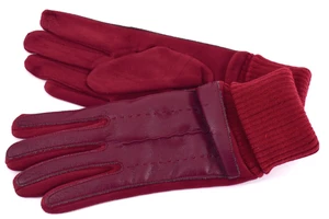 Dámské zateplené kožené rukavice Arteddy - vínová