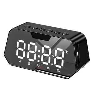 B118 bluetooth 5.0 Speaker Alarm Clock Multiple Play Modes LED Mirror Speaker with FM Function 360° Surround Stereo Soun