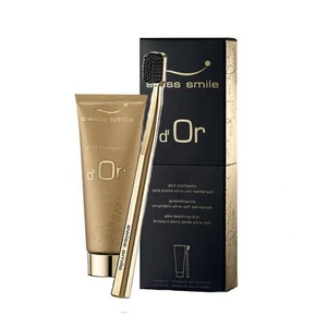 swiss smile d´Or Gold dárková kazeta zlatý zubní gel d´O Gold 75 ml + zubní kartáček Ultra Soft Gold Plated 1ks unisex