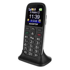 Aligator A510 Senior, Dual SIM, fekete + asztali töltő