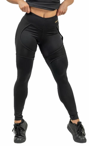 Nebbia High Waist Leggings INTENSE Mesh Black/Gold XS Pantaloni fitness
