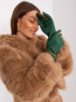 Tmavě zelené elegantní dámské rukavice