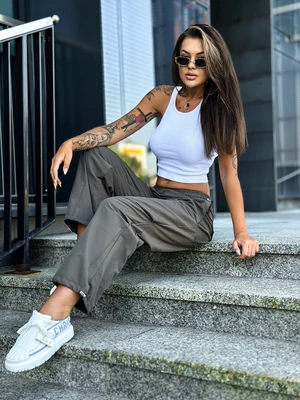Khaki pants Och Bella OB-056.khaki