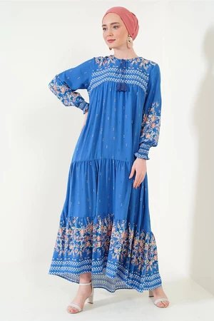 Bigdart 2175 Patterned Hijab Dress - Indigo
