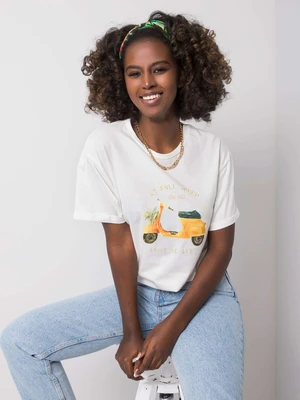 White cotton T-shirt with print