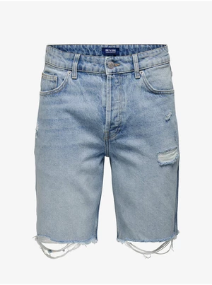 Light blue mens denim shorts ONLY & SONS Edge - Men