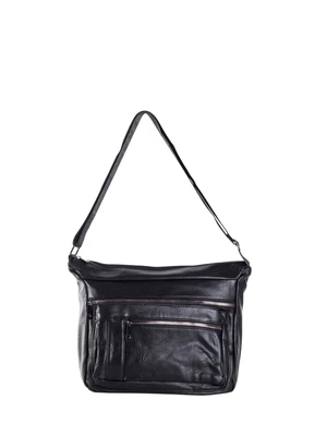 Black women's shoulder bag with pockets