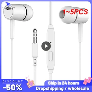 1~5PCS In-ear Earbuds 2 Color Optional 3.5mm In-ear Wired Earphone Built-in Microphone High Quality Headset With Mic Earbuds for