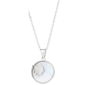 925 Sterling Silver Necklace Pendant For Women Japanese Pearl Shell Ginkgo Round 925 Jewelry Pendant Silver Necklae