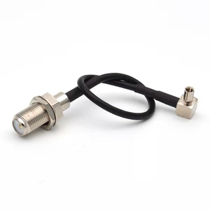 2 pcs RF extension adapter ZTE TS9 nickel plated bent male to inch F female network card antenna 15CM