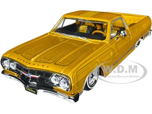 1965 Chevrolet El Camino Lowrider Gold Metallic with Graphics "Lowriders" Series 1/25 Diecast Model Car by Maisto