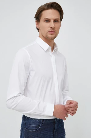 Košile Calvin Klein pánská, bílá barva, slim, s klasickým límcem, K10K109891