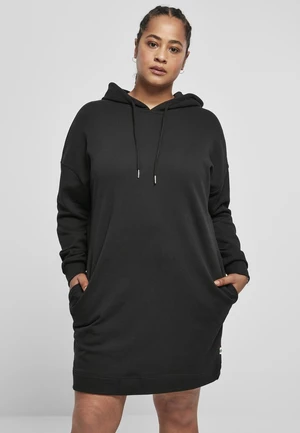 Women's Organic Oversized Terry Hooded Dress Black