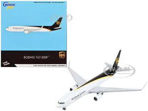Boeing 767-300F Commercial Aircraft "UPS Worldwide Services" White with Dark Brown Tail 1/400 Diecast Model Airplane by GeminiJets