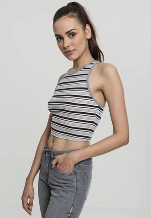 Dámské tričko Rib Stripe Cropped Top tmavě/bílá/šedá