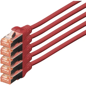 Digitus DK-1644-100-R-5 RJ45 sieťové káble, prepojovacie káble CAT 6 S/FTP 10.00 m červená fóliové tienenie, kompletné t