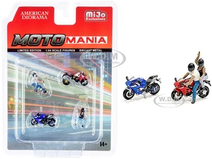 "Motomania" 4 piece Diecast Set (2 Figurines and 2 Motorcycles) for 1/64 Scale Models by American Diorama