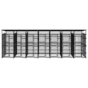 Outdoor Dog Kennel with Roof Steel 138.9 ft²