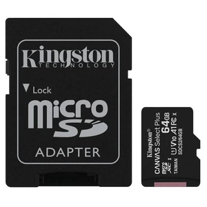 Pamäťová karta Kingston Canvas Select Plus MicroSDXC 64GB UHS-I U1 (100R/10W) + adapter (SDCS2/64GB) pamäťová karta microSD • kapacita 64 GB • čítanie